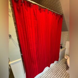 Crate & Barrel Red Cotton Shower Curtain